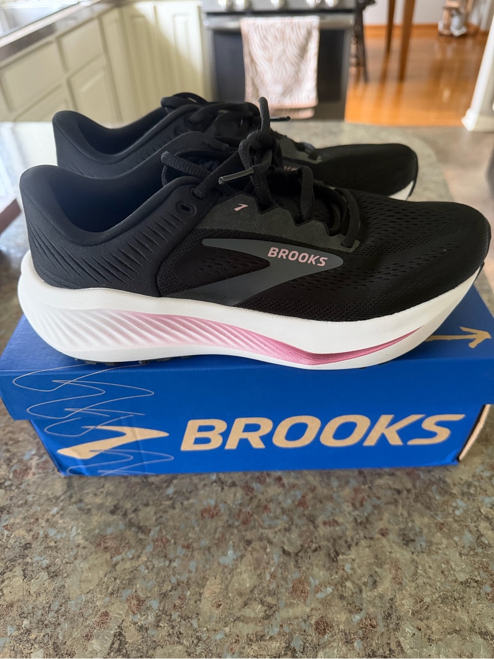 Brooks Women’s Black Running Shoes with Pink Trim